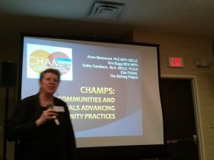 Cathy Carothers, of Every Mother, Inc., opens the CHAMPS breakout session and introduces the speakers.